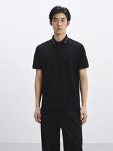 Men's Black Wrinkle-Free Polo Shirt with Contrast Trim